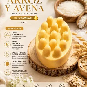 Jabón Artesanal de Arroz y Avena  Suavidad Natural para una Piel Radiante