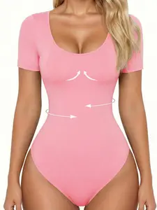 Spring&Summer Women's Sexy Backless Sleeveless Double Lined Bodysuits,Round Neck Short Sleeve Bodysuits Seamless Tank Top Body Suits for Women,Soft Elastic,Stretchy,Sexy Shapewear Tops Leotards for Going Out&Daily Wear,Match any Clothing