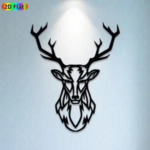 1pc Deer Head Metal Wall Art, Stylized Deer Statue Mural, Ideal Gift for Christmas, New Year, Nature Decor Enthusiasts, Rust-Resistant Metal Wall Decor Wall Sculptures, Perfect for Living Room Wall & Garden Fence, Unique Wildlife-Themed Decor