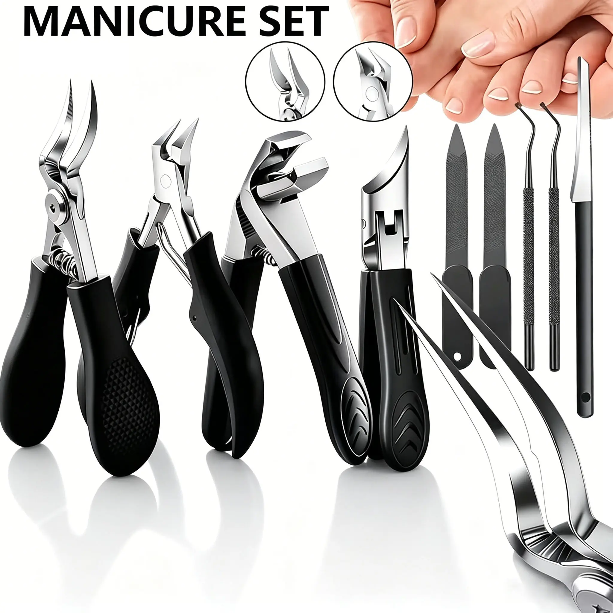 Professional Stainless Steel Nail Care Kit - Heavy-Duty Wide-Jaw Clippers for Thick, Ingrown Toenails, Podiatrist-Grade Precision Tool for At-Home Manicure, Pedicure Grooming