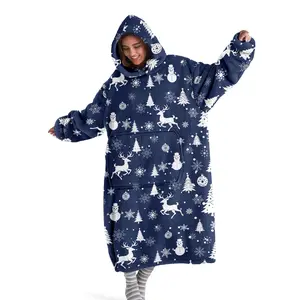 hoodie blanket，Wearable Blanket，Comfortable Christmas Hooded Blanket Sweatshirt, Wearable Blanket with Pockets, Loose Fit Long Sleeve, Winter Home & Outdoor Travel Gift，Christmas Gift,Valentine's Day gift, Warm Blanket