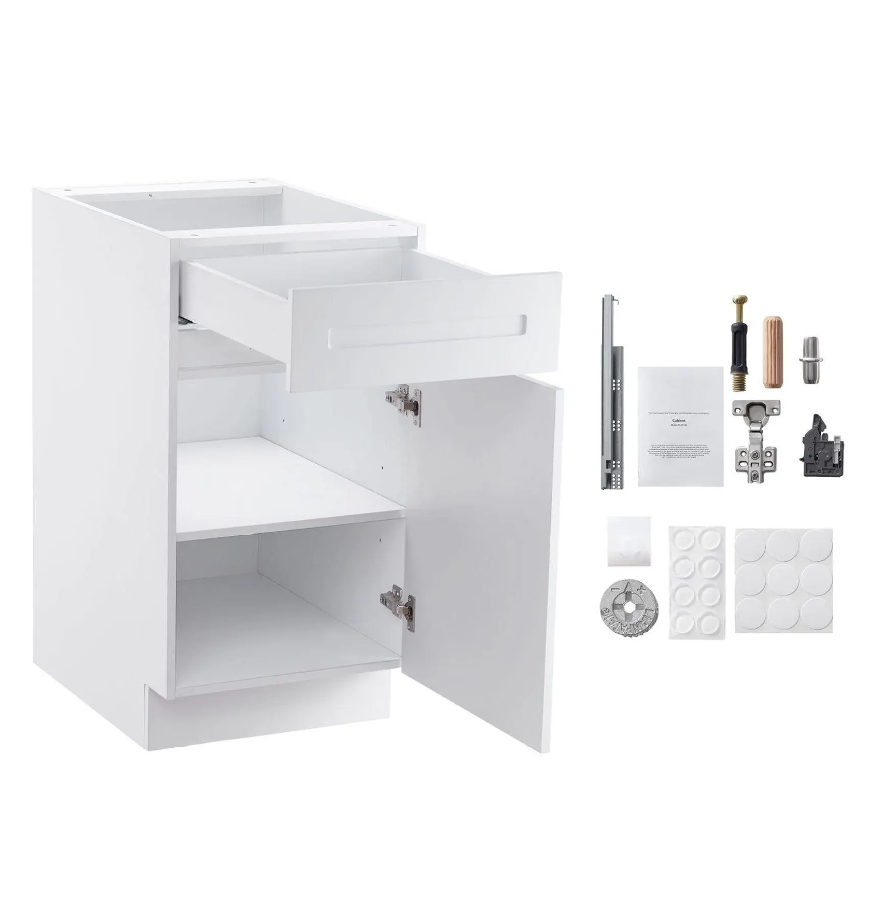 White Shaker Base Cabinet, 18-Inch RTA Kitchen Cabinet, Soft-Close Drawer, Adjustable Shelf, Home Office Storage - White Default