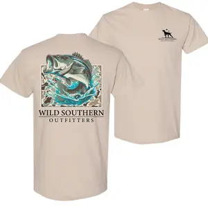 Fishing Bass Shirt, Fishing Camo T-shirt, Simply Printed Graphic Shirt, Daily Casual Cotton Womenswear, Mensewer Top, Gift For all, 100% Cotton Shirt, Trendy Shirt