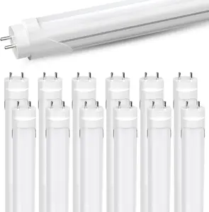 JESLED 4FT LED T8 Type A+B Tube Lights, 24W(65W Equiv.), 3072LM, 6000K, Single or Double End Powered, Plug and Play or Ballast Bypass, 4 Foot T10 T12 Fluorescent Bulbs Replacement, Frosted(12-Pack) 1.2m G13