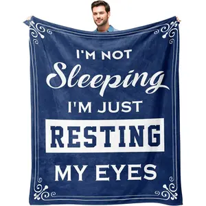 【Father's Day】Funny Flannel Blanket Gift for Men, Father's Day Dad 70th Gift for Men, I'm Not Sleeping, I'm Just Resting My Eyes, Retirement Present for Grandpa, Dad Husband Nap Birthday Throw