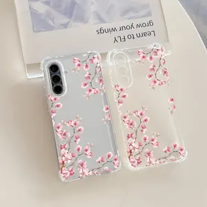 Pink Peach Blossoms Phone Case Suitable for Samsung Galaxy A56 A26 A36 A17 A07 A55 A35 A06 A05 A14 A24 A34 A54 A16 A05S A25 A15 A23 A33 A53 A73 A04E A04 A02 A22 A32 A52 A12 4G 5G Anti Fall Transparent Soft Back Cover
