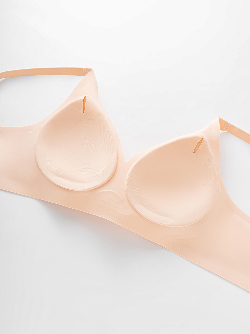 Quietlake Women's Solid Wireless Bra, Comfortable Breathable Push Up Bra, Soft and Lightweight Lingerie for All Seasons