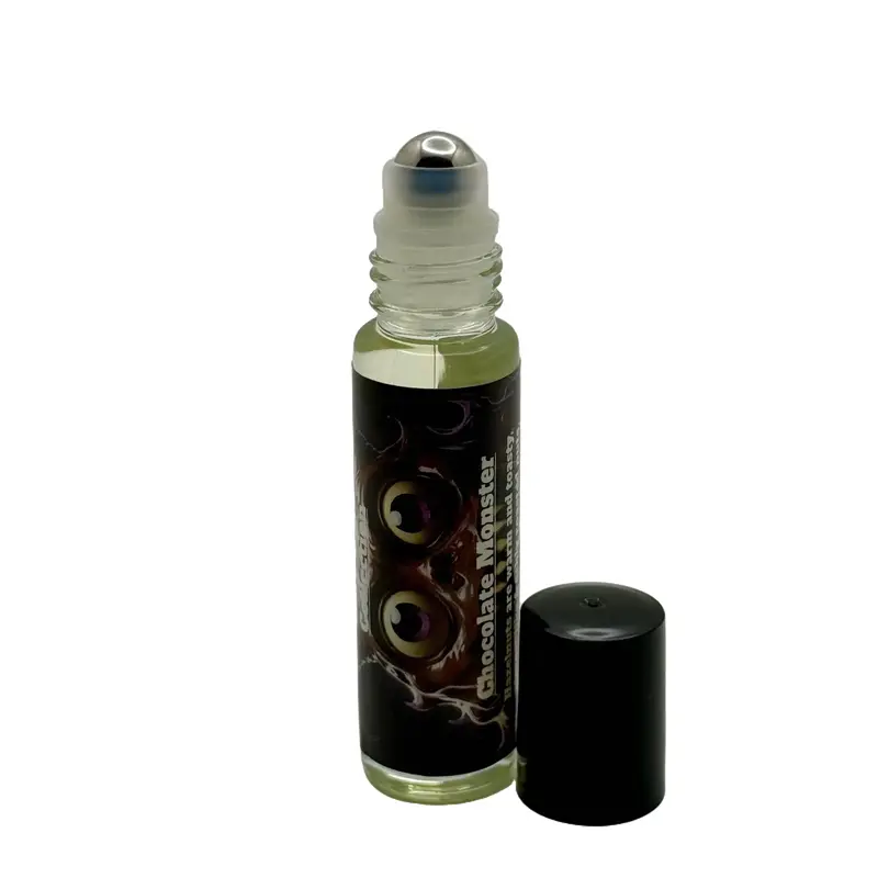 Vegan Velvety Chocolate Scented Roll-On Cosmetic Glass Body Oil - Hazelnut Warmth, Vanilla, Creamy Nut Aroma, Smooth Glide, Normal Skin Body Care (Single Scented Oil)