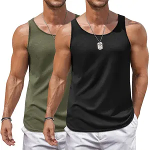 COOFANDY Men's Workout Tank Tops 2 Pack Gym Muscle Sleeveless Shirt Casual Stringer Athletic Tee Shirts Summer
