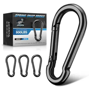 4Pcs 4" 800lbs Heavy Duty Spring Snap Hooks Carabiner Clip Large Rope Connector for Indoor Outdoor Hammock Swing Camping Fishing Hiking