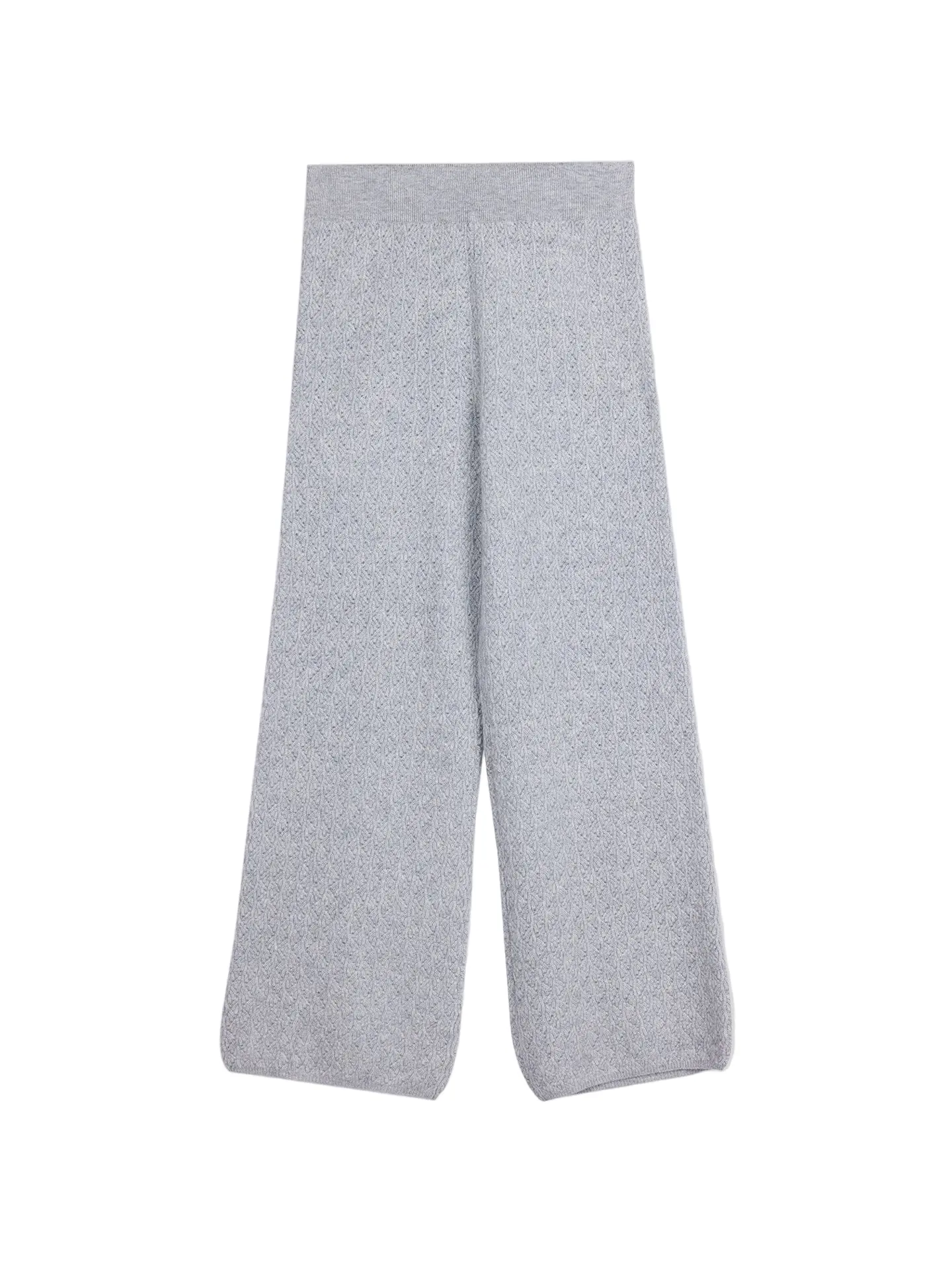 Women's Cashmere Wide-Leg Ajour Knit Pants, Chic, High Waist, Ajour Knit Pattern, Flattering Fit