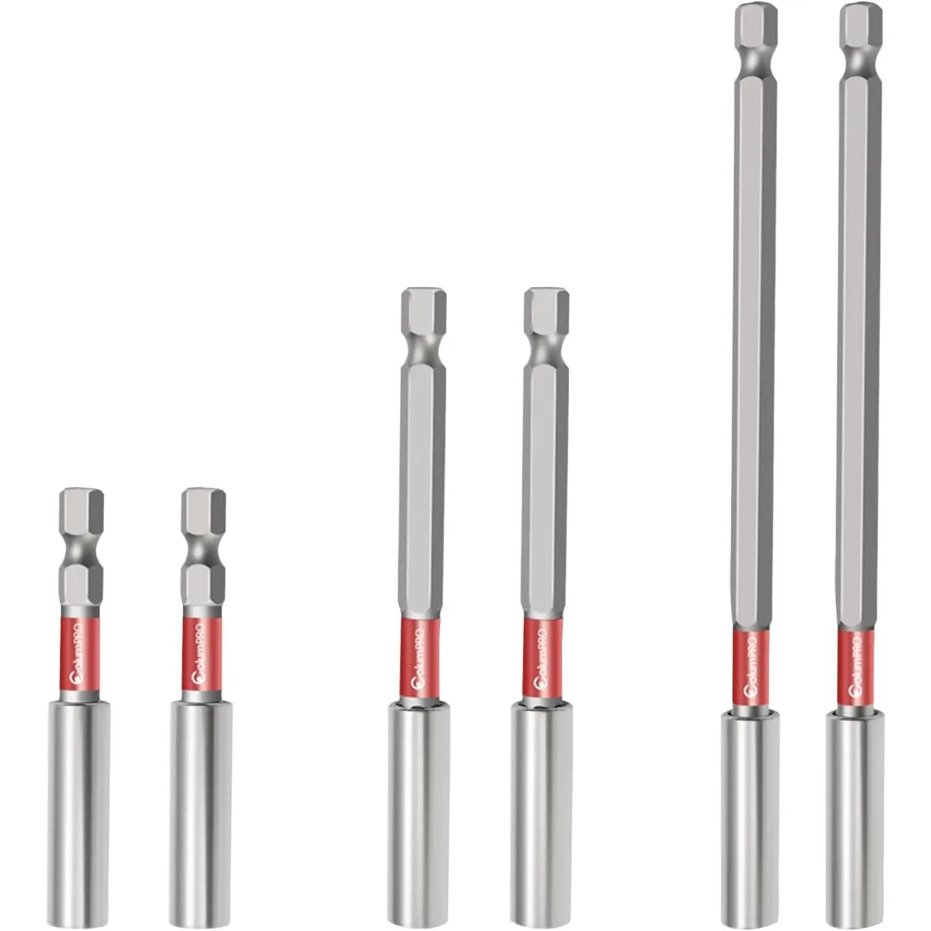 6 count  Impact Bit Holder,1/4" Hex Shank S2 Steel  Drill Bit Extension Holder,Straight Without Bending  Bit Extender, 2.6", 4", 6" Extensions
