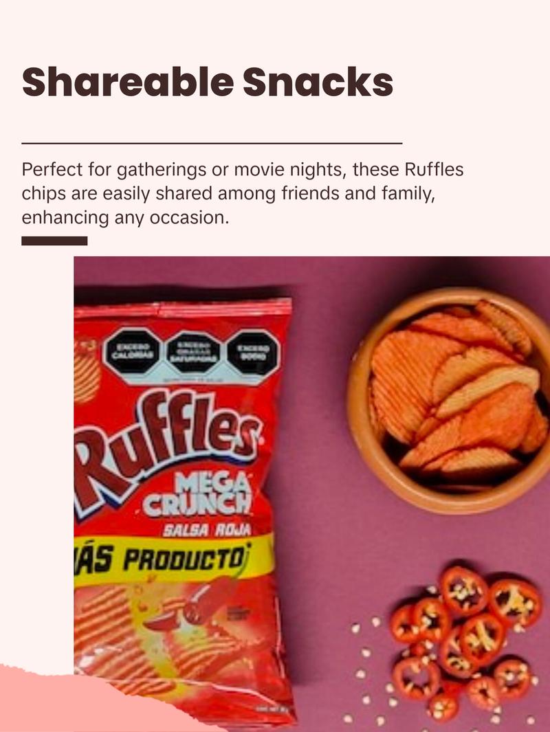 RUFFLES MEGA CRUNCH SALSA ROJA 50g Box w/5 bags Mexican Snacks