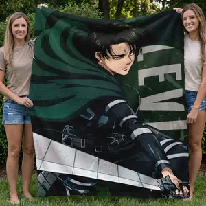 1pc Attack on Titan Eren Yeager Flannel Blanket, Soft Warm Blanket, Sofa Bedroom Decor, Anime Themed Design, Air Conditioning Blanket, Anime Fan Gift, Exclusive Anime Lover Present