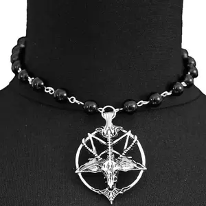 Women's Gothic Hip Hop Choker Necklaces, Vintage Pentagram-Skull Goat Head Pendant, Punk Streetwear Chain, Ideal for Goth Party Style