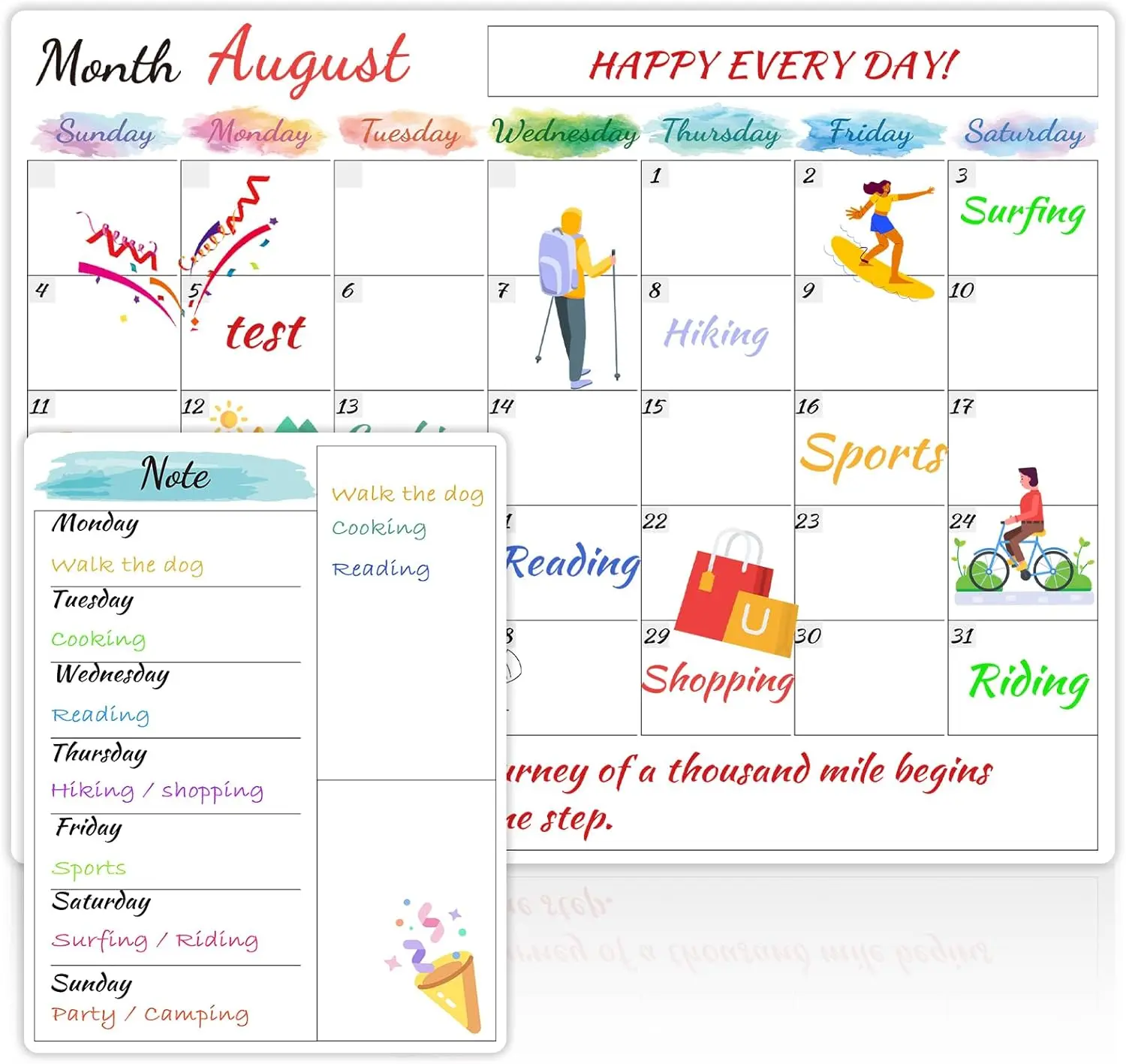 Dry Erase  Calendar for Refrigerator - 15"x 11.5" Monthly Calendar Whiteboard + 9" x 7" Weekly Planning Board, Fridge Calendar