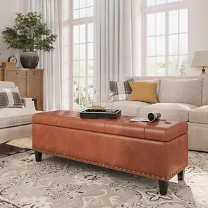 [SummerVibes] Vabches Storage Bench, 51-Inch Storage Ottoman Bench, 30 Gallons, Large Storage Ottoman, Modern Faux Leather Ottoman With Storage For Living Room, Bedroom, Entryway, Hallway, Office