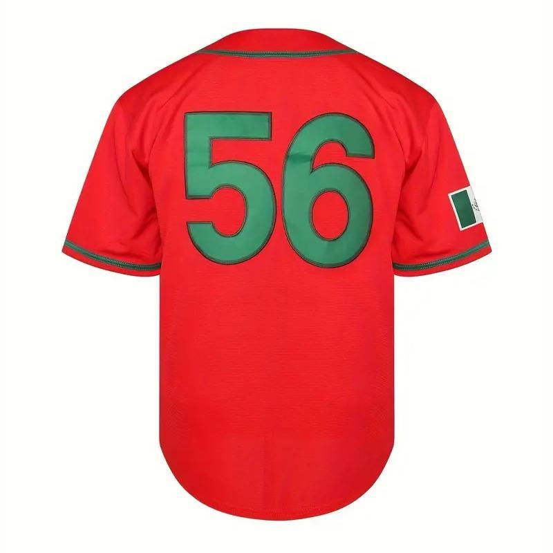 Men's Letter & Number Print Short Sleeve Mexico Baseball Jersey, Loose Sporty V Neck Baseball Top, Men's Sport & Outdoor Clothing for All Seasons, Boys Clothing Christmas gifts