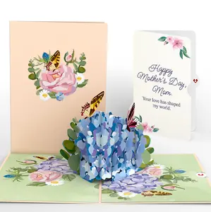 Hydrangea Butterflies Mother's Day Pop-Up Card and Sentiment Set for Mom