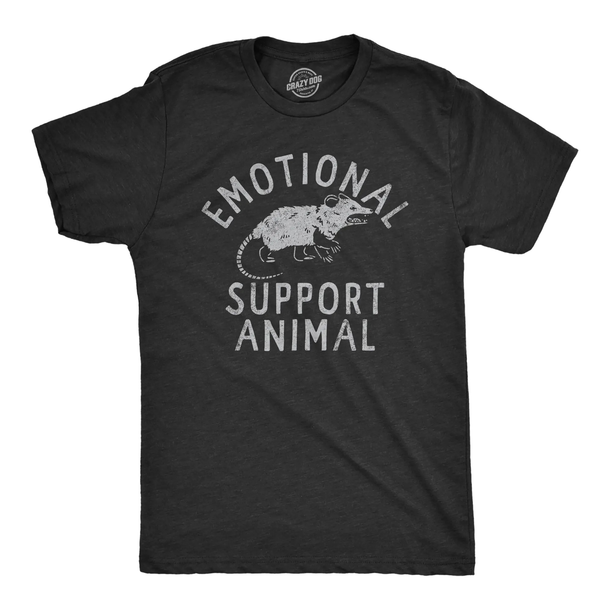 Mens Emotional Support Animal T Shirt Funny Mean Possum Joke Tee for Guys Mens Funny T Shirts Cool Vintage Fashion T-Shirt Gift Classic Menswear Sarcastic Apparel for Men Funny Animal Short Sleeve Novelty Tees Black -