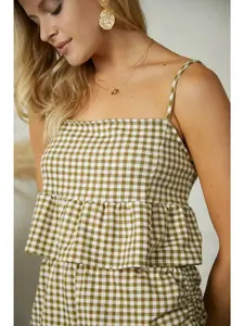 Plaid Ruffle Tank & Tie Shorts