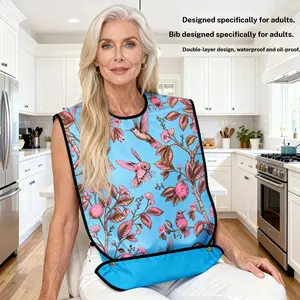 Adult Waterproof Bib for Eating, Elderly Feeding Apron, Anti-Slobbering Dining Apron, Senior Care Gag Guard, Rococo Design Style