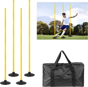 5 FT Agility  Poles for Soccer//Horse,Adjustable Football Basketball Speed and Agility  Equipment,Set of 4 with Round Rubber Base