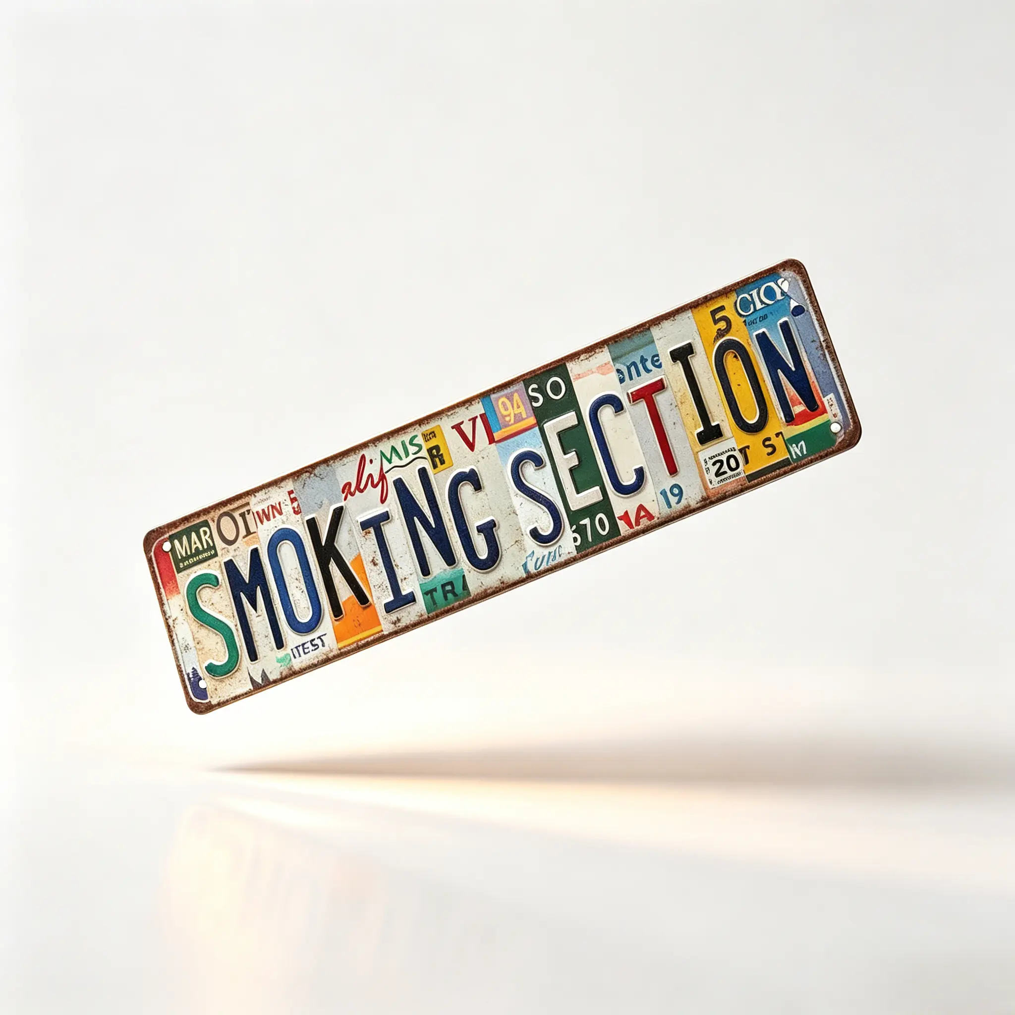 Retro Smoking Section License Plate Sign - 4x16in Rustic Aluminium Wall Plaque, Pre-Drilled Waterproof Anti-Rust Wall Art, Gender-Neutral Fashionable Home Signs, Decor Accessories for Man Cave, Room Decor, Smoker Gift