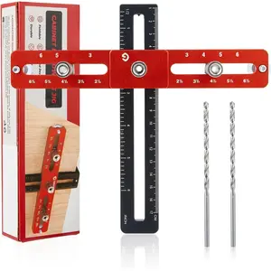 Cabinet Hardware Jig,Cabinet Handle Jig for Drawers Cabinets,Adjustable Cabinet Hardware Template Tool for Knobs,Handles and Pulls,Self-Centering Drill Guide for  Installation