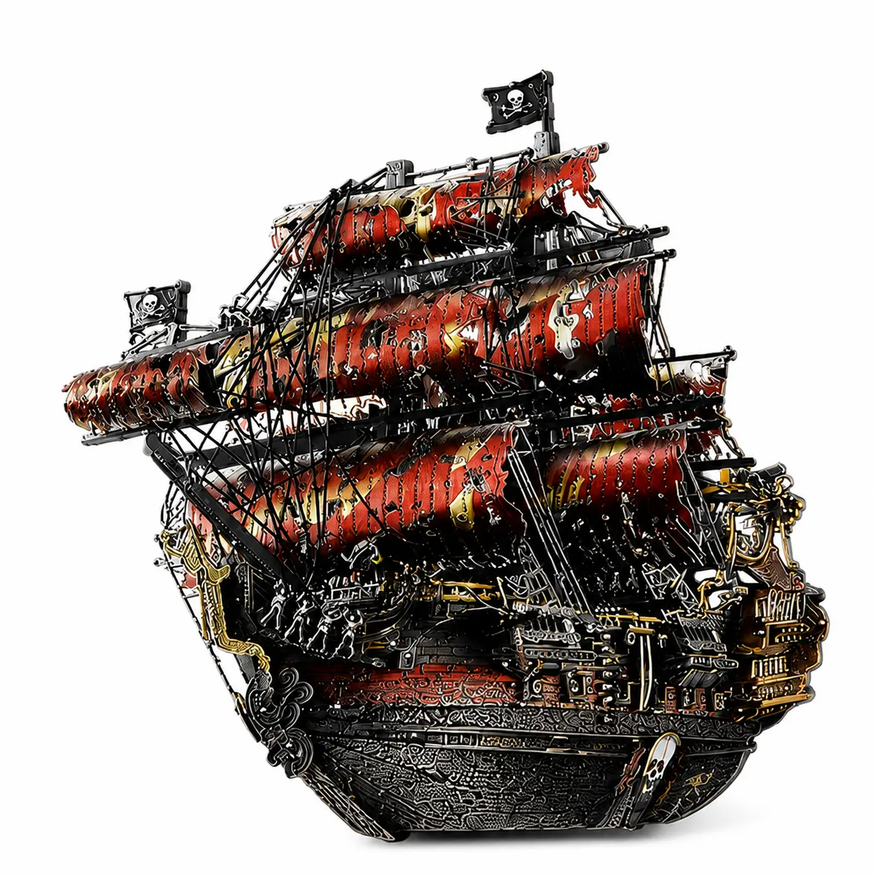 Piececool Intermediate DIY "Queen Anne's Revenge" Ship 3D Metal Cube Puzzle Game - Nautical Refrigerator Magnet, Creative Magnetic Decal - Home & Kitchen Decoration for 13+ DIY Enthusiasts, Collectibles
