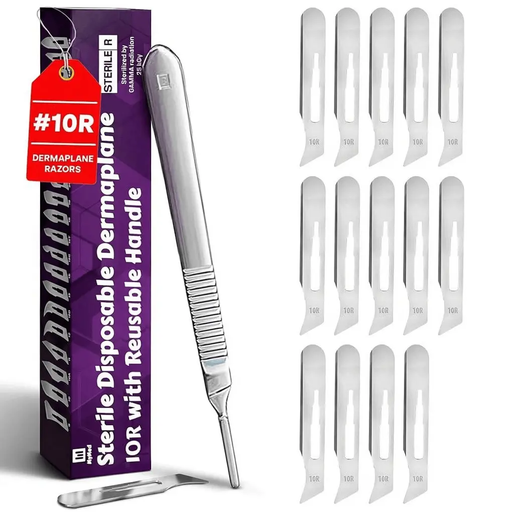 Pack Of 15 10R Dermaplane Razor With Dermaplane Handle for Face, Facial Shaving Razor for Women
