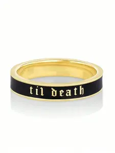 1PC  Wide  Black Enamel Band Ring Fo Women Men Anniversary and Wedding Ring Promise Copper Alloy Ring Stacking Band Anniversary Birthday and Daily Vacation Statement Ring
