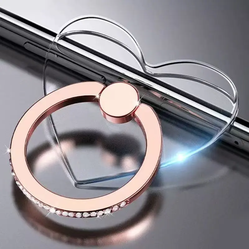Fashion Clear Ring Mobile Phone Holder, Rhinestone Ring Design Phone Holder, Universal Phone Accessories for iPhone & Android Phone, Smartphone Grip