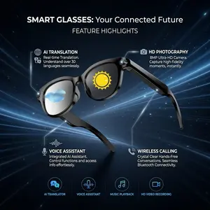 AI Smart Glasses 8MP Camera, HD Video Recording, photochromic lenses, AI Translation & Bluetooth Music Calls Wearable color-changing lens