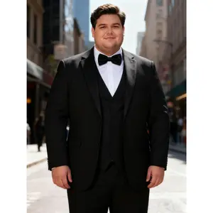 Big & tall Men's Three-Piece Formal Suit with Notch Lapel Vest Included Flap Pockets Tailored Design Long Sleeve Workwear Wedding Guest Outfits