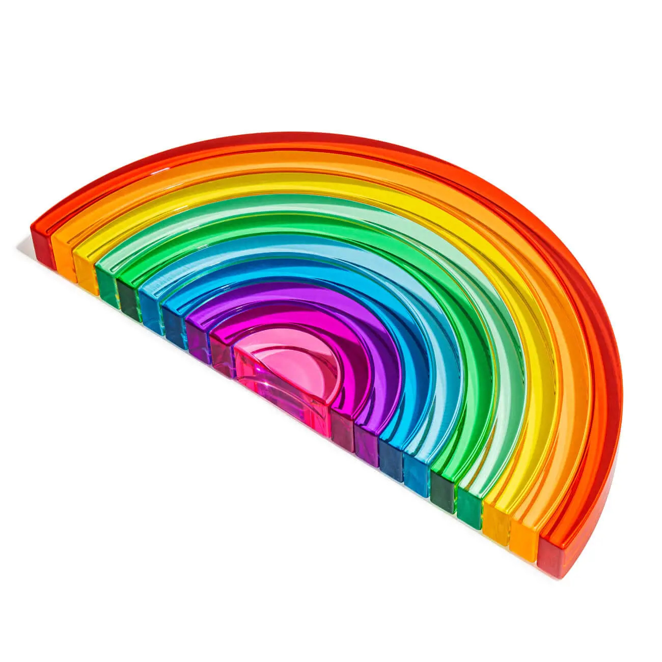 Maison Rue Large Acrylic Rainbow Stacking Toy Montessori Inspired 10 Translucent Arches Non Toxic Safe for Toddlers Kids Modern Home Decor