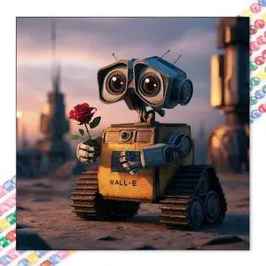 1 set of DIY diamond painting kit, 5D diamond art set, DIY decoration robot, red rose, dusk mosaic, diamond art, DIY art home decor