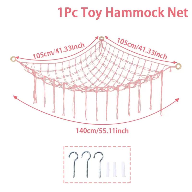 Turns Clutter into Cute Decor – Pink Stuffed Animal Storage Hammock, Large Corner Net for Stuffed Animals, Plush Holder for Kids Nursery & Bedroom, Essential Toy Organizer