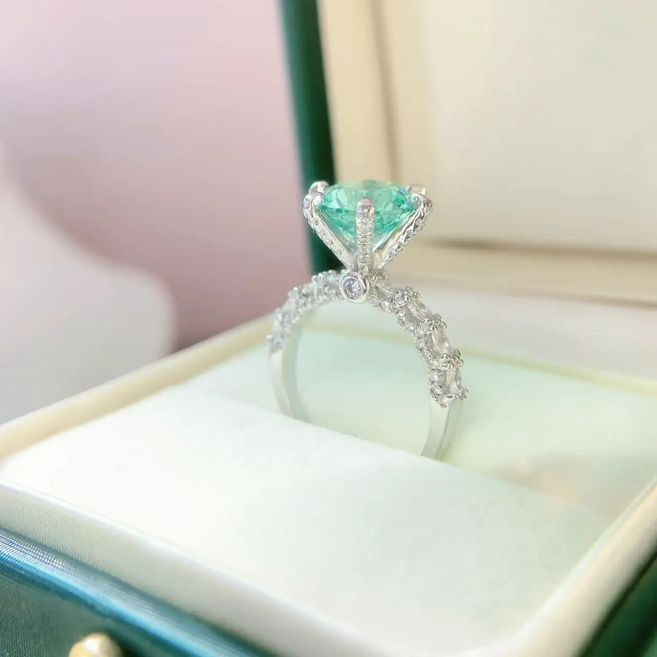 Evangeline Halo Engagement Ring with a 3CT Teardrop Lab Created Gemstone on a Classic Pavé Band for Women, Female, Adults