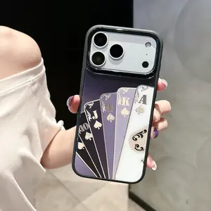 Creative Poker Pattern Phone Case for iPhone 17 Pro Max, 17Air, 16Pro 15Plus 14 13 12Stylish Protective Case, Shiny Pattern Design, Support Wireless Charging, Unisex Dropproof and Shockproof Phone Case
