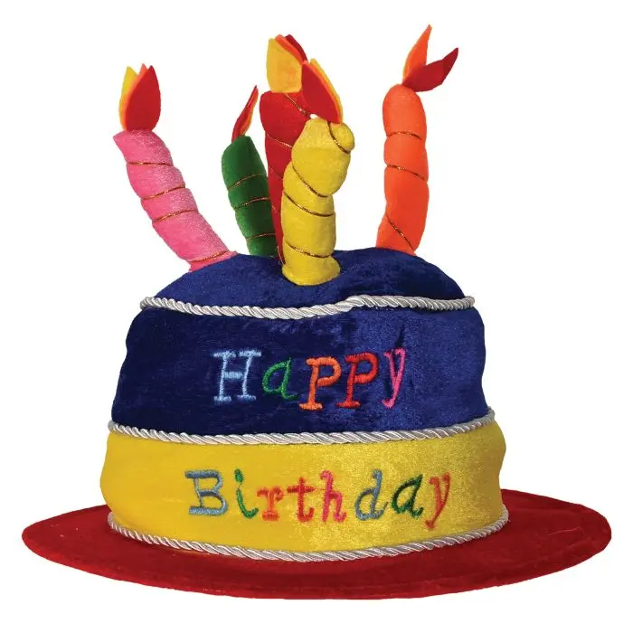 Beistle Plush Happy Birthday Cake Party Hat - Whimsical Fabric Accessory, 1-Size-Fits-Most Festive Home & Party Supply, Accessories, One-Size-Fits-Most