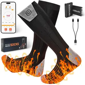 Heated Socks for Men Women with APP Control 8000mAh*2 Battery Rechargeable Electric Socks 4 Heating Level Washable Winter Foot Warmer for Hunting Outdoor W