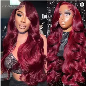 13x6 Burgundy Body Wave Lace Front Wigs Human Hair Pre Plucked 180% Density 99j Burgundy Wig Human Hair HD Lace Front Wig Glueless Red Wigs for Black Women Human Hair Bleached Knots 30 inch