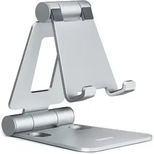 Dual Folding Cell Phone Stand, Fully Adjustable Foldable Desktop Phone Holder Cradle Dock Compatible with  17 16 15 14 13 12 11 Pro Max Xs Xr X 8,  ,  Phones -