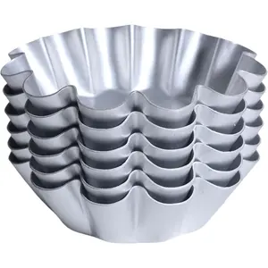 6 Pcs, Large 4.5 Inches Ensaymada Molder Filipino, Bibingka Molder Filipino, Torta Molder – Extra Large Round Cake Pan with Wave Edge for Traditional Filipino Desserts, Perfect for Ensaymada