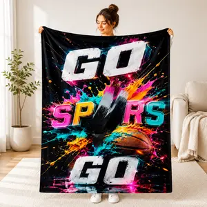 Go Spurs Go Basketball Season Game Day Basketball Fan,Stylish flannel blanket, perfect for basketball game day fans, soft and comfortable, ideal for sofas, beds, and offices. A perfect holiday gift and fan gift for watching games.