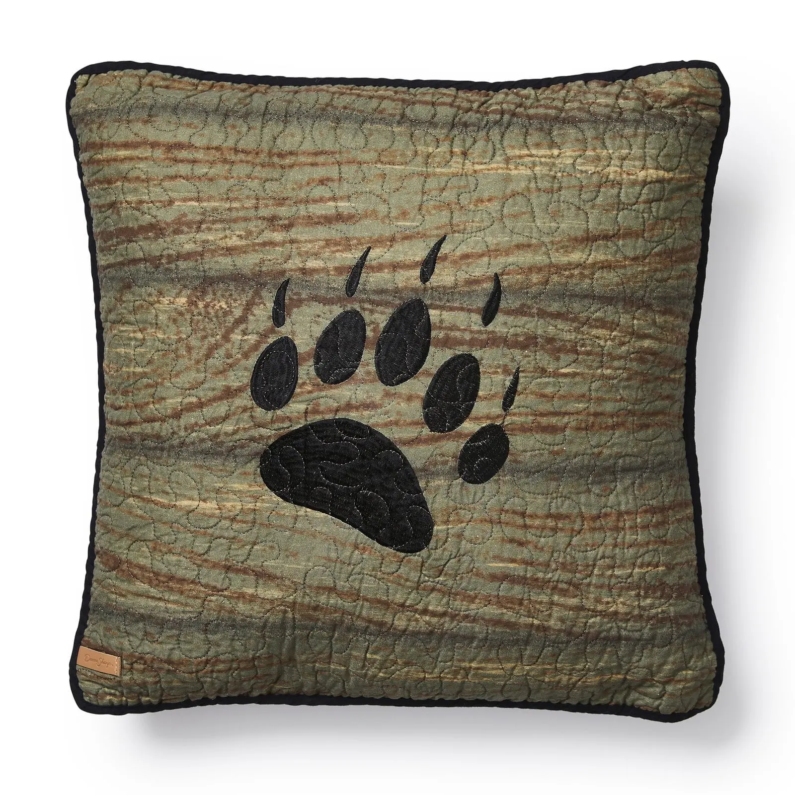 American Heritage Textiles 75416 Quilted Oakland Cp Bear Decorative Pillow - 18" x 18", Pre-Washed Cotton, Gold-Tan-Black, Quilted Patterns