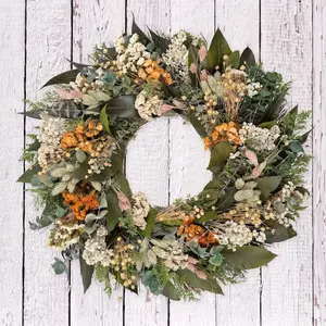 ANDALUCA Orange Blossoms Floral Natural Wreath 20in