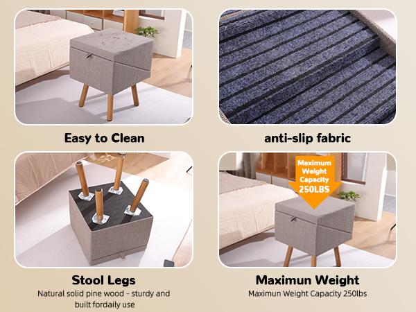 21" Tall Dog Stairs Ramp for Bed | 2-in-1 Wooden Ottoman Dog Ramp, Foldable Pet Steps for Small, Large & Senior Dogs, Helps Protect Joints & Prevent Injury, Stable Solid Wood Feet