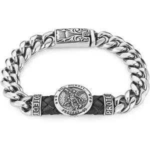 8.5Inch Cuban Link Bracelet for Men  Stainless Steel Heavy Biker Link Bracelet